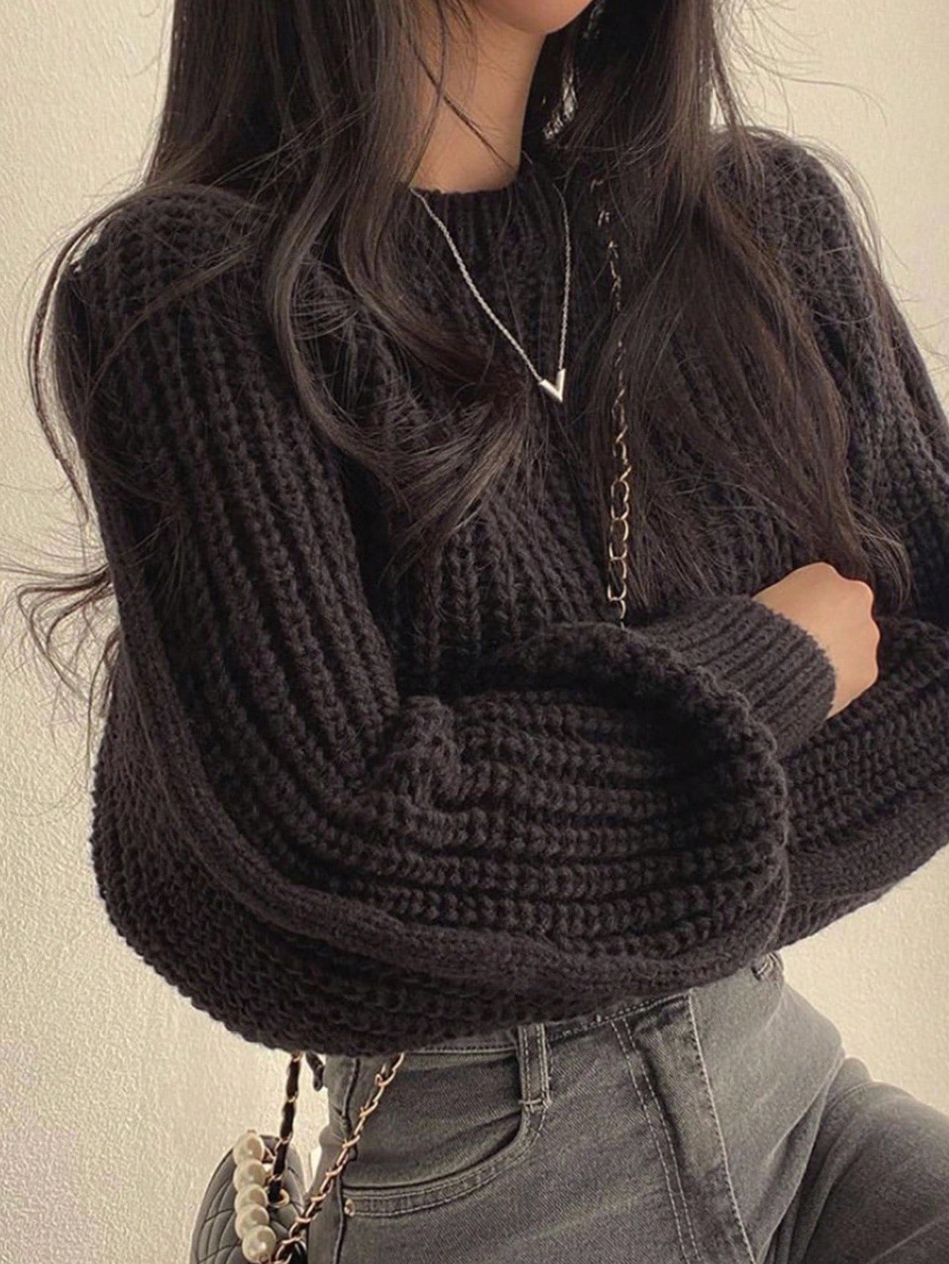 INAWLY - Pull Col Rond Manches Longues