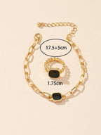 Bracelet & Bague – Décor Géométrique