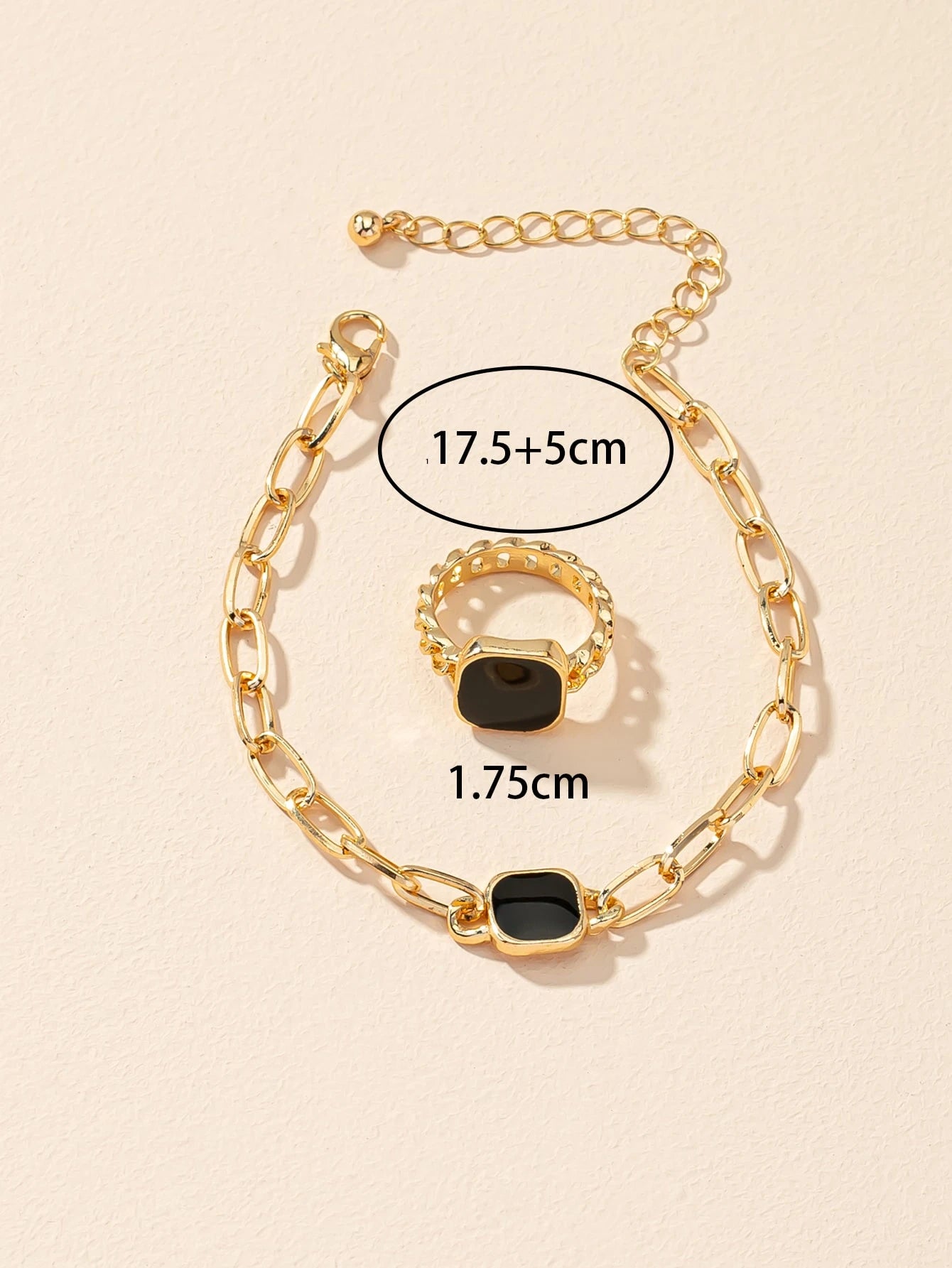 Bracelet & Bague – Décor Géométrique