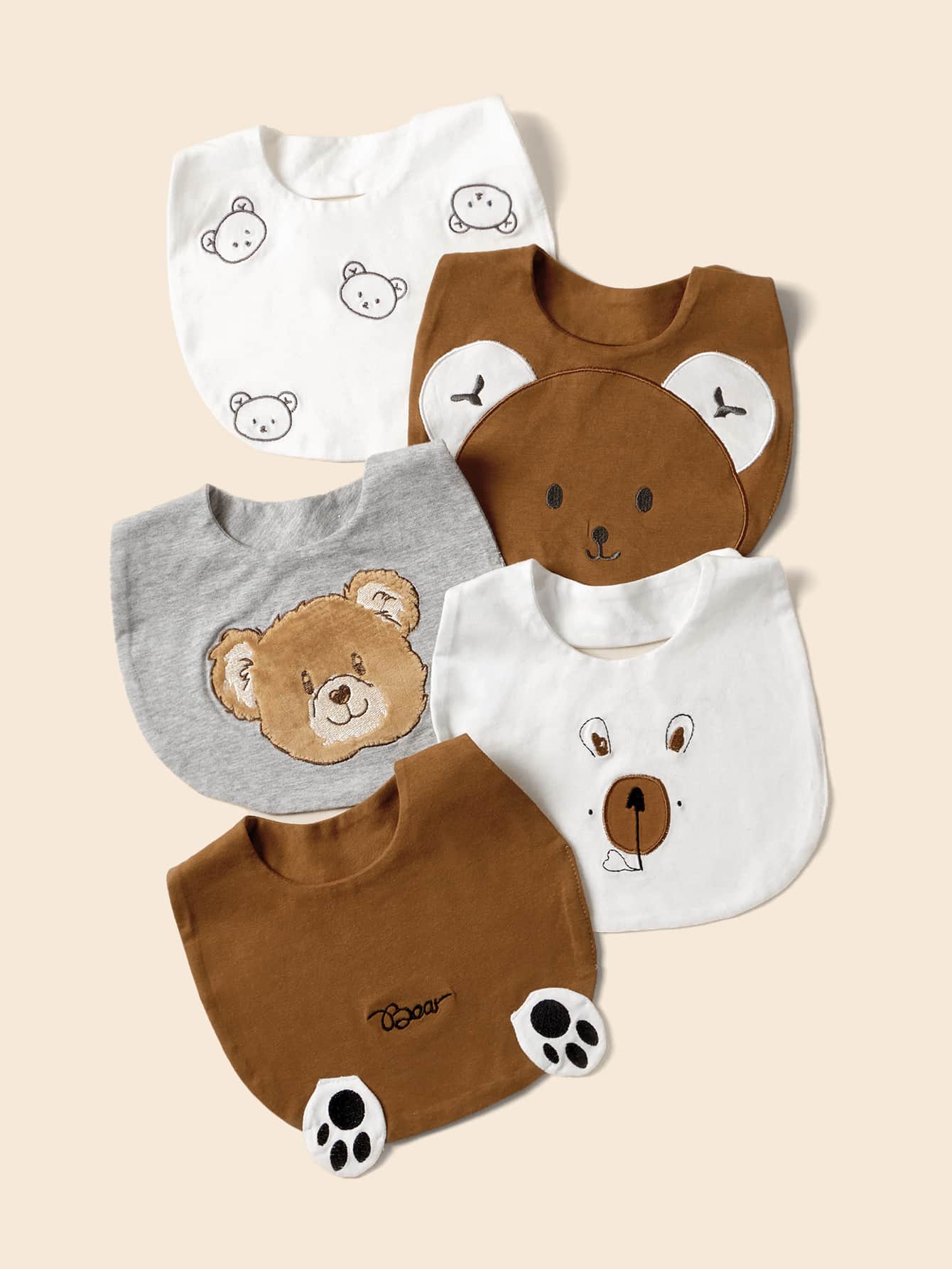 Lot de 3 Bavoirs Enfant – Motifs Ours