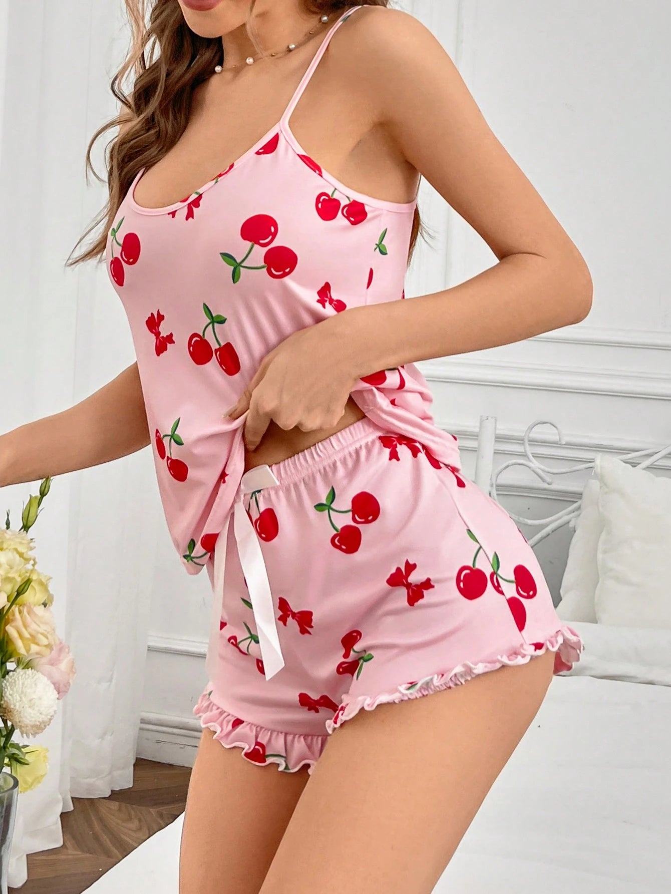 SWEET HN - Ensemble Pyjama Court "Cherry"