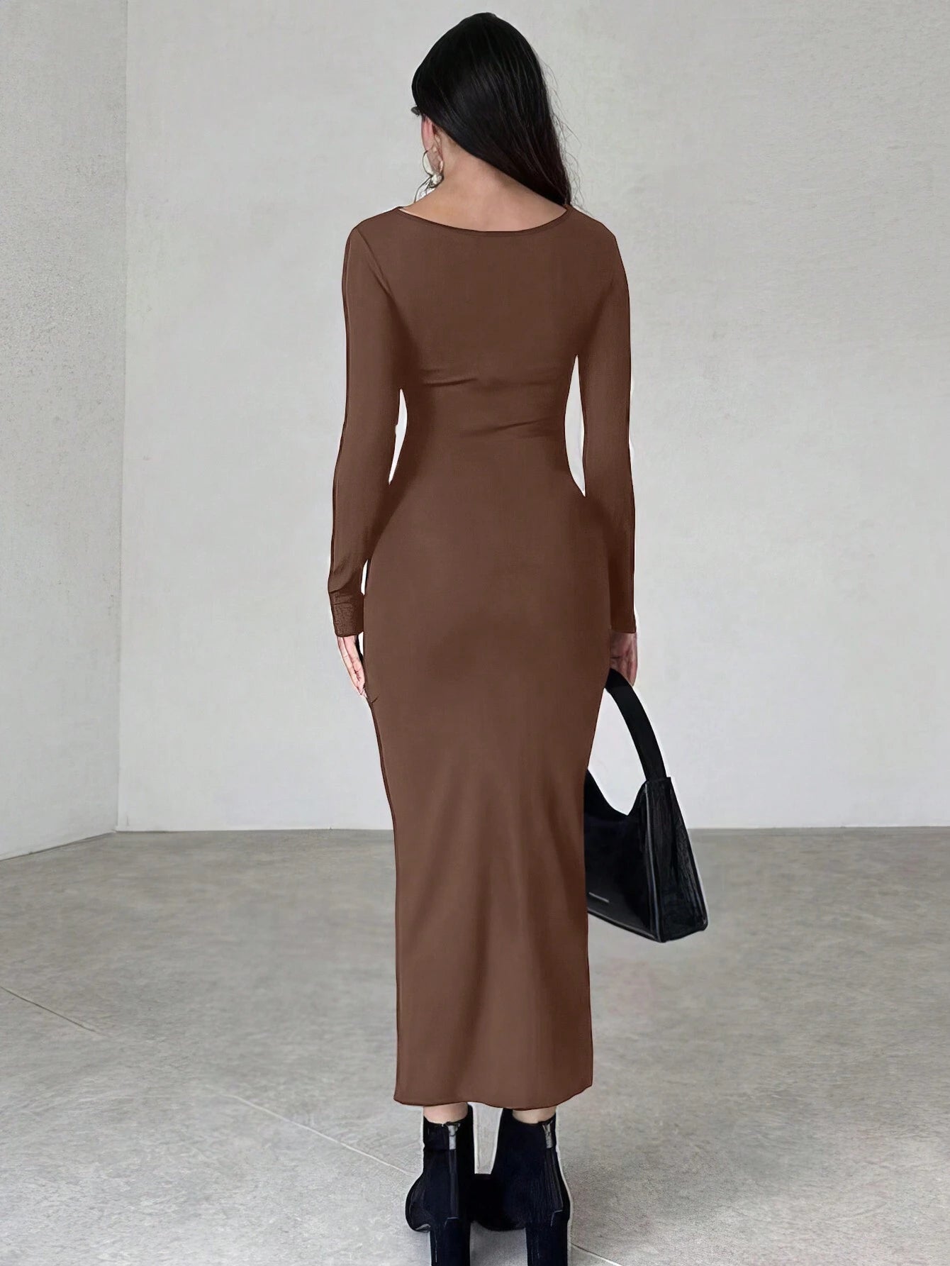 INAWLY SOLVA – Robe Drapée "Mocha"