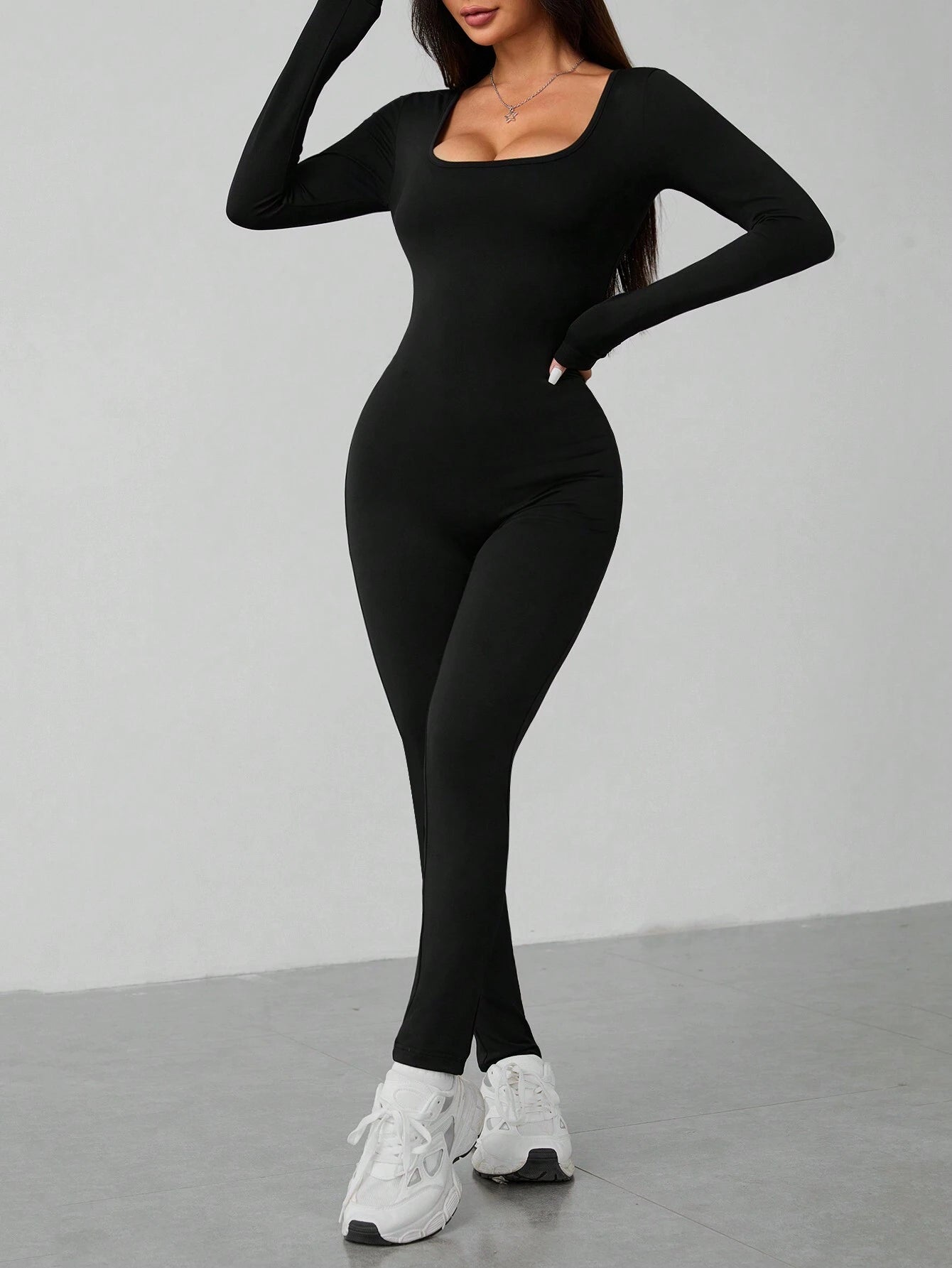 SHEIN PETITE - Combinaison Manches Longues Noire