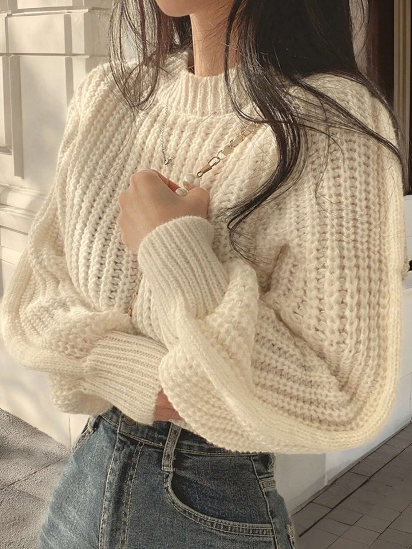 INAWLY - Pull Col Rond Manches Longues