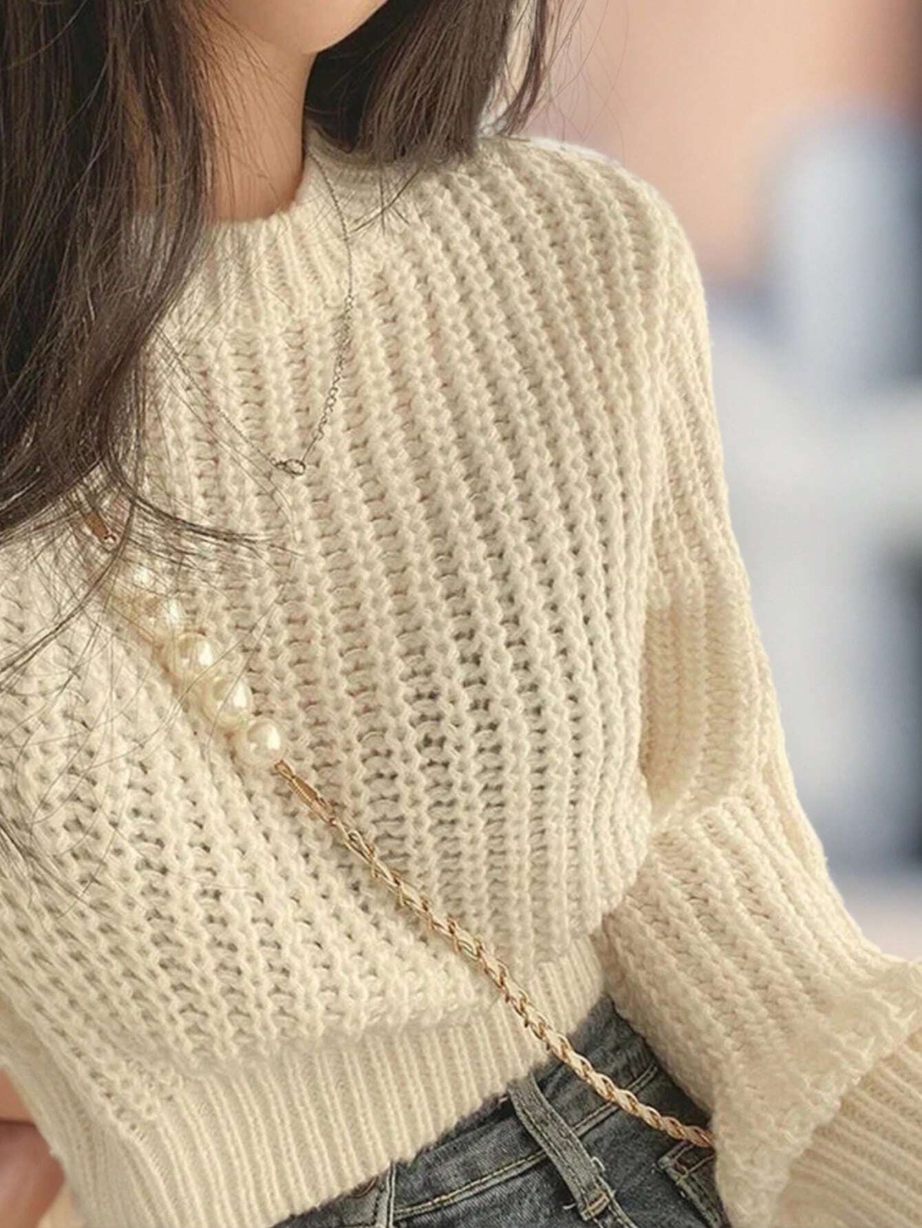 INAWLY - Pull Col Rond Manches Longues