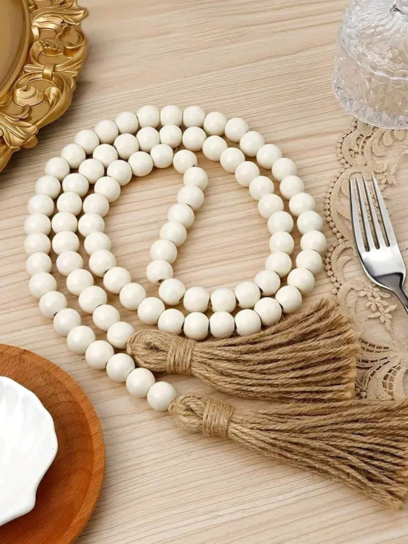 Collier Décoratif en Perles de Bois – 3 Pièce