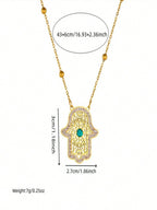 RAYQUEEN - Parure Collier & Boucles d'Oreilles "Hamsa Turquoise"