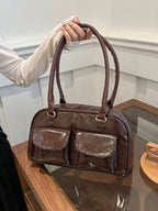 FFAN BAGS - Sac à Main "City Retro" – Chocolat Verni