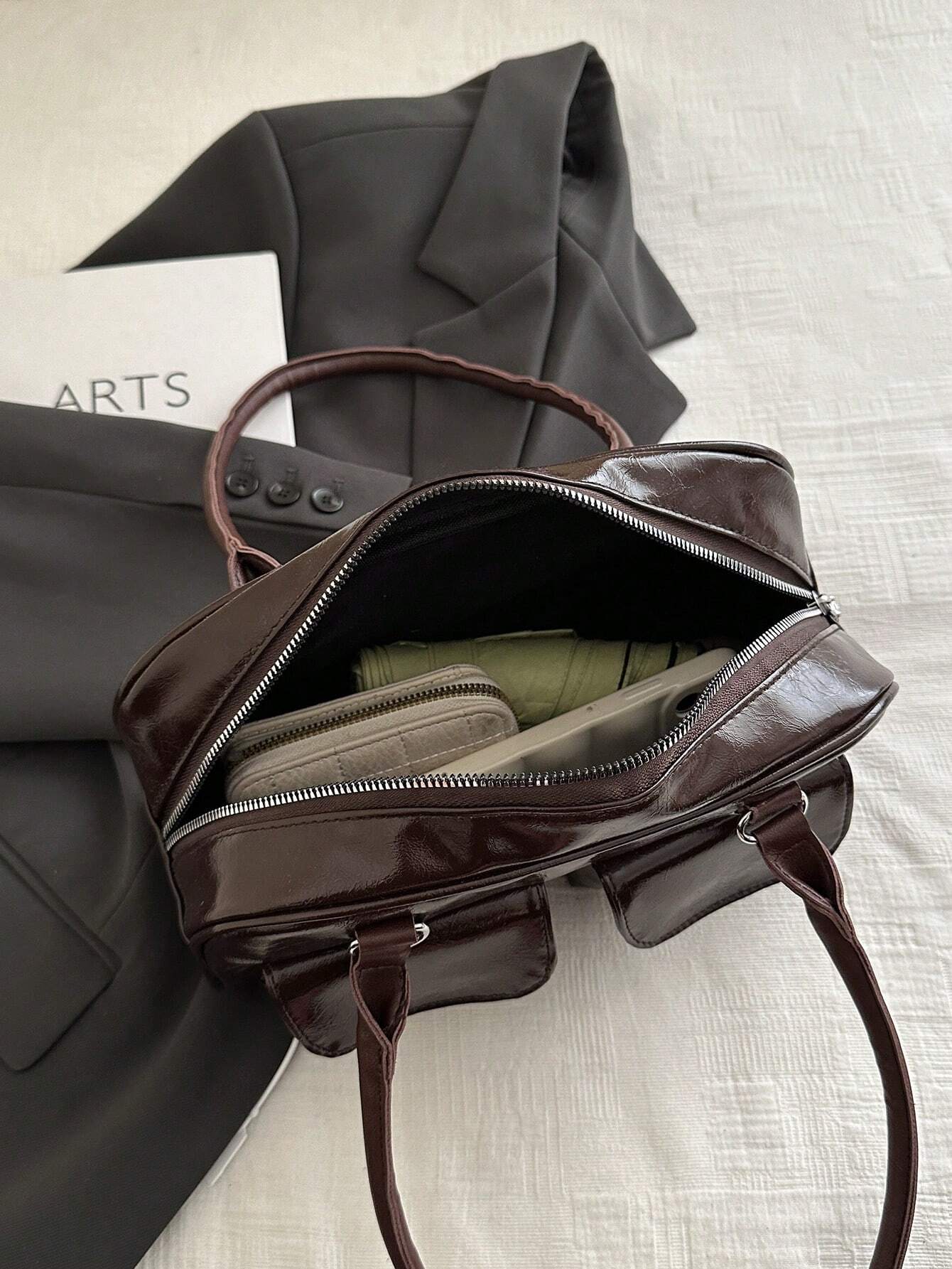 FFAN BAGS - Sac à Main "City Retro" – Chocolat Verni