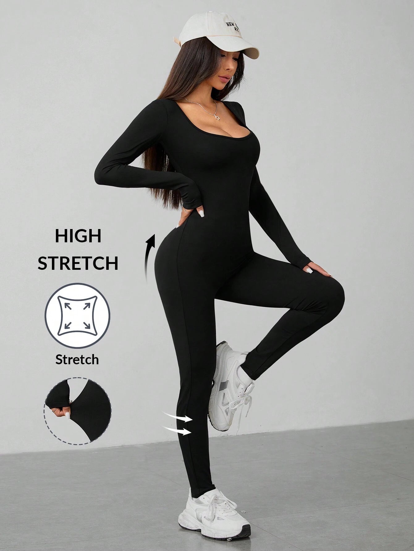 SHEIN PETITE - Combinaison Manches Longues Noire