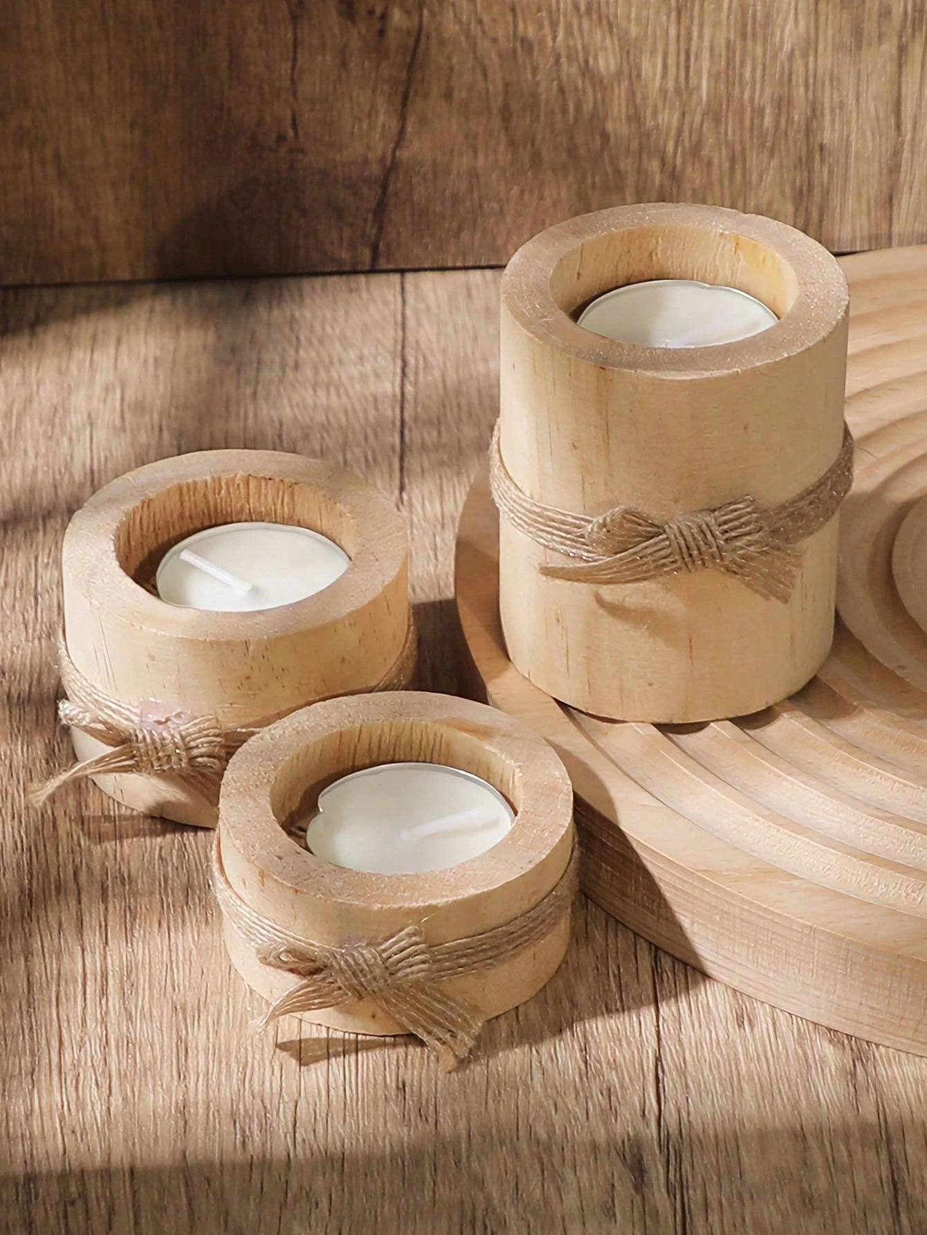 Porte-Bougie en Bois – 3 Pièces