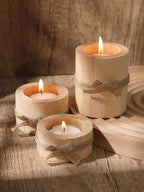 Porte-Bougie en Bois – 3 Pièces