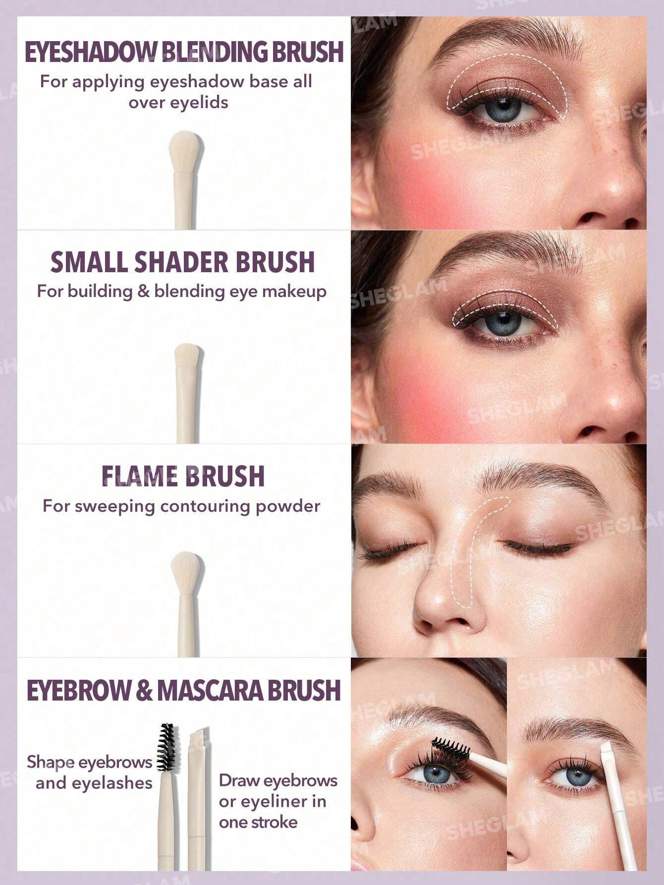 SHEGLAM – Ensemble de 8 Pinceaux de Maquillage Professionnels