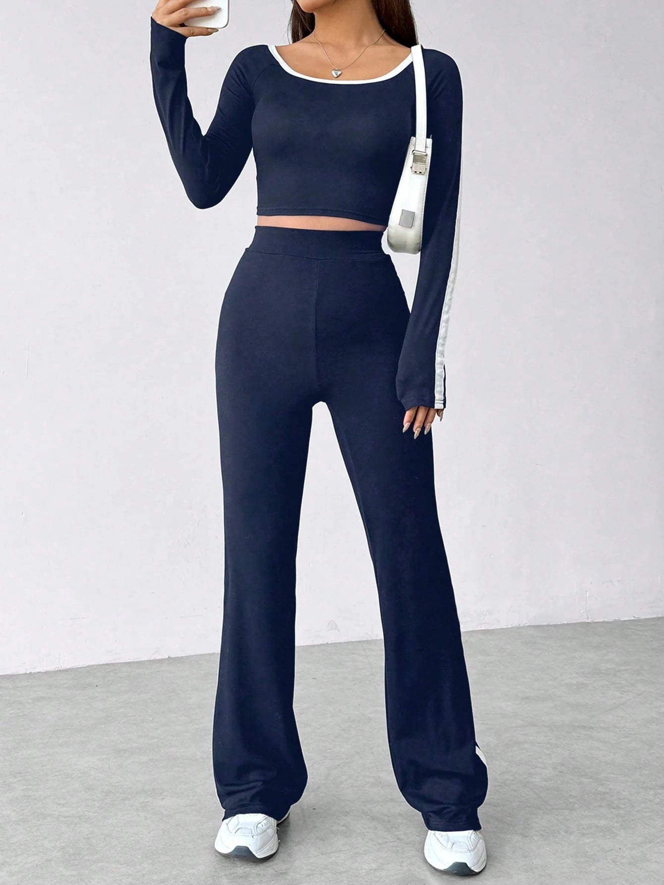 Flirla - Ensemble Color-Block Manches Longues