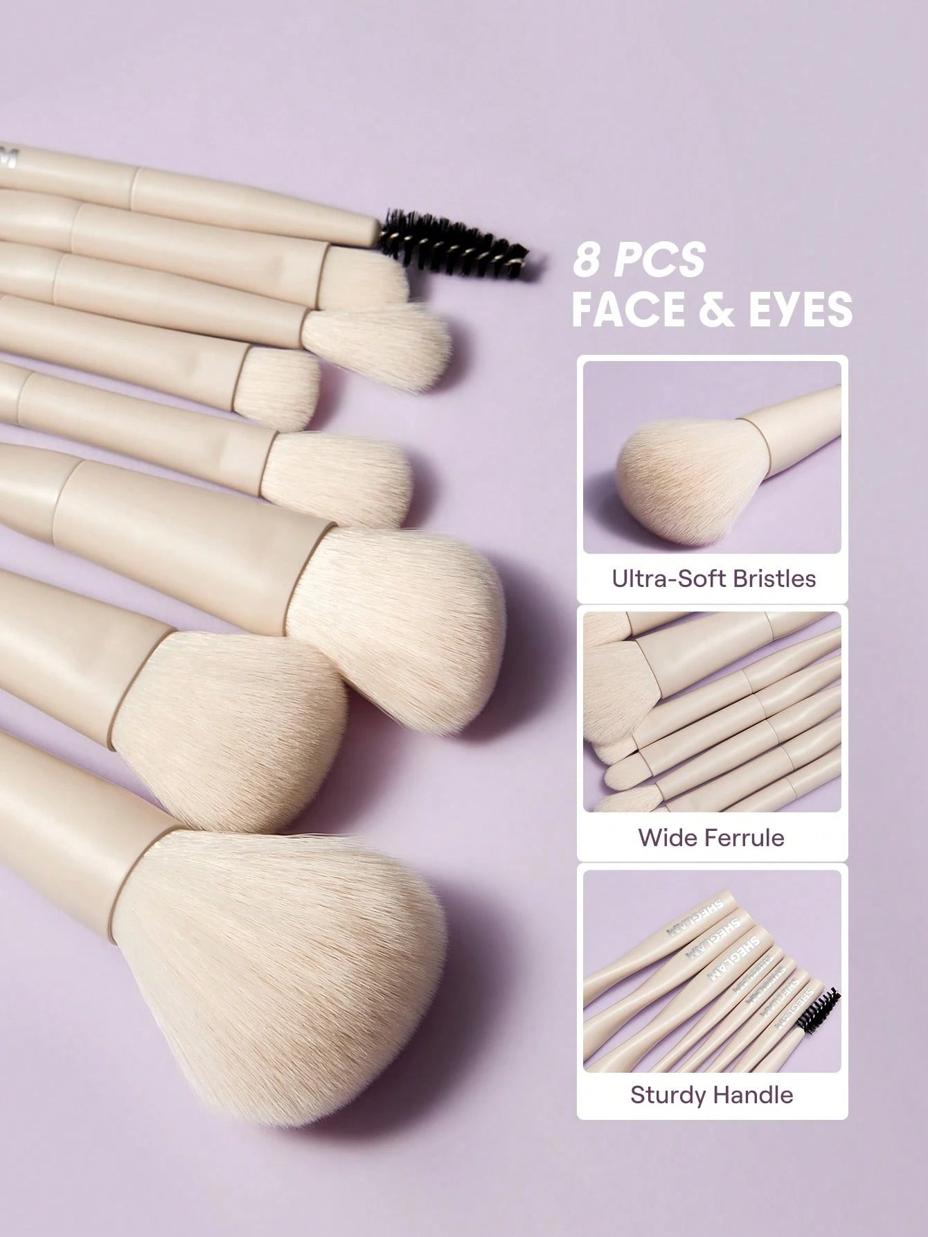 SHEGLAM – Ensemble de 8 Pinceaux de Maquillage Professionnels
