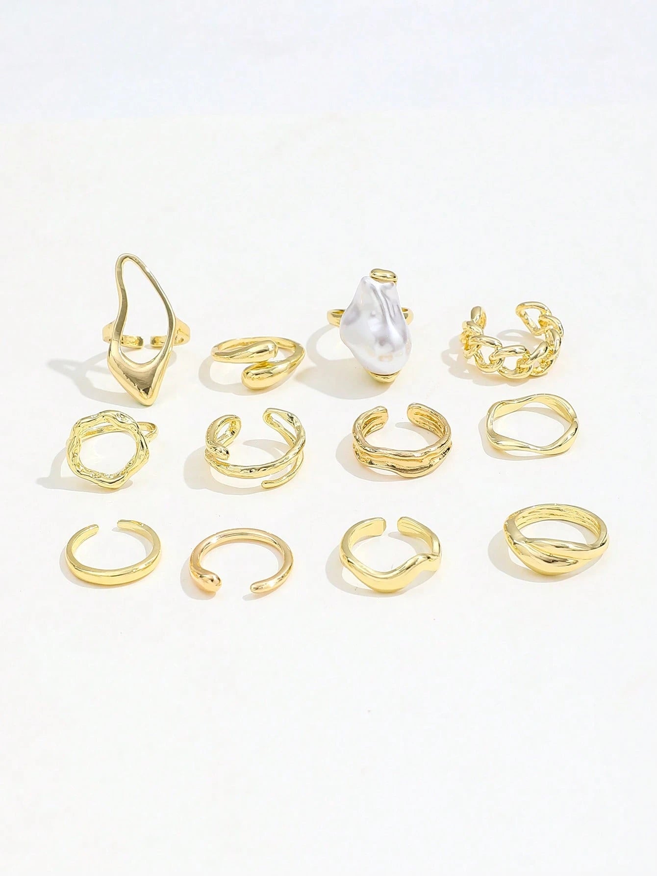 STILLY  - Set de 12 Bagues "Aura Dorée"