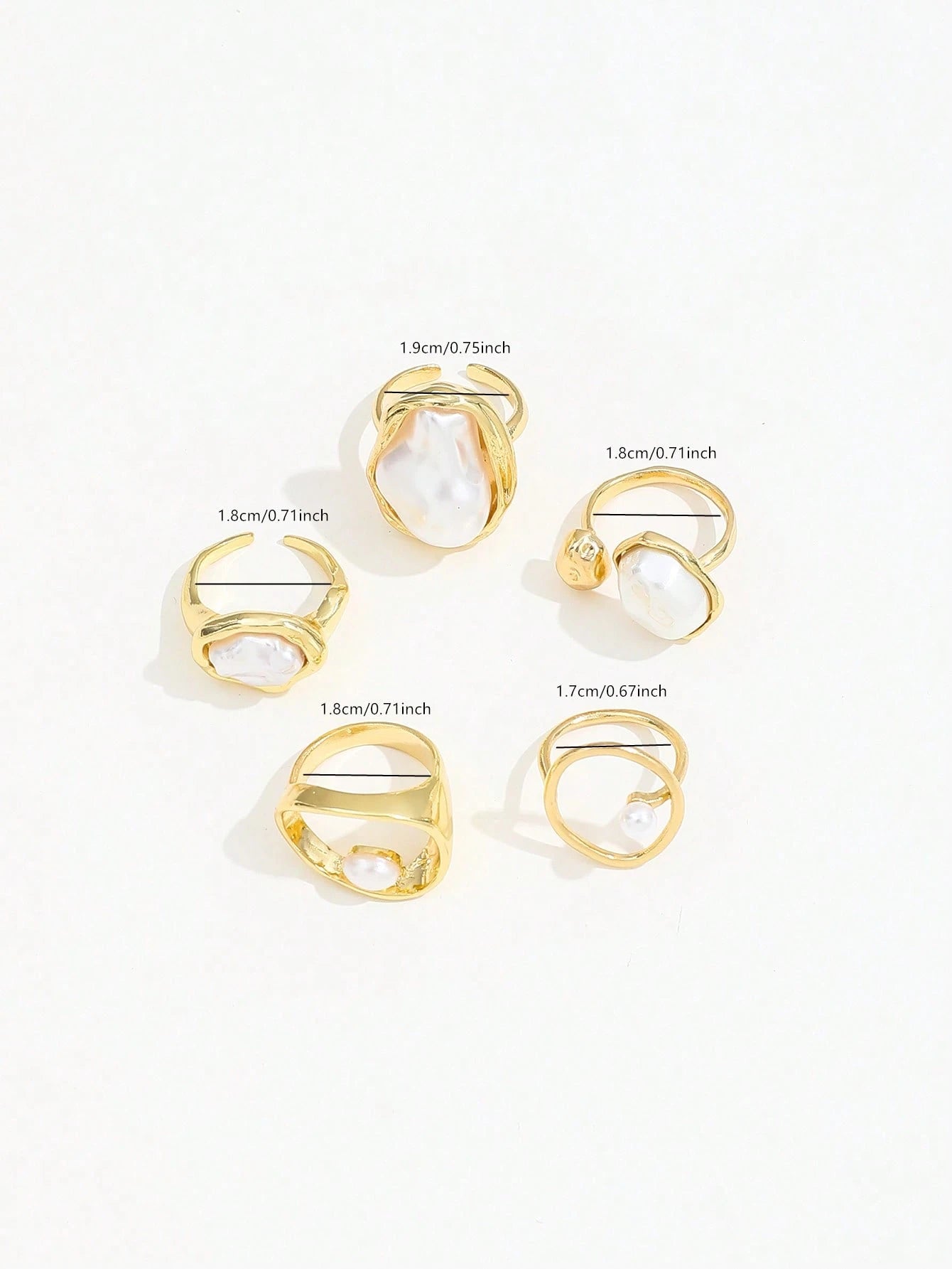 STILLY - Set de 5 Bagues "Baroque Pearl"