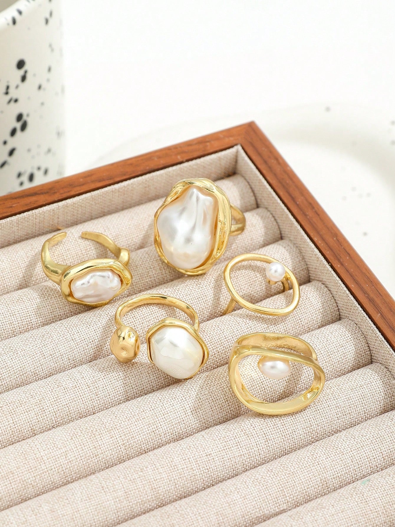 STILLY - Set de 5 Bagues "Baroque Pearl"