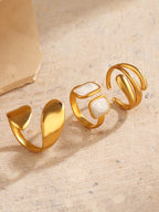 Set de Bagues Géométriques Or 18K