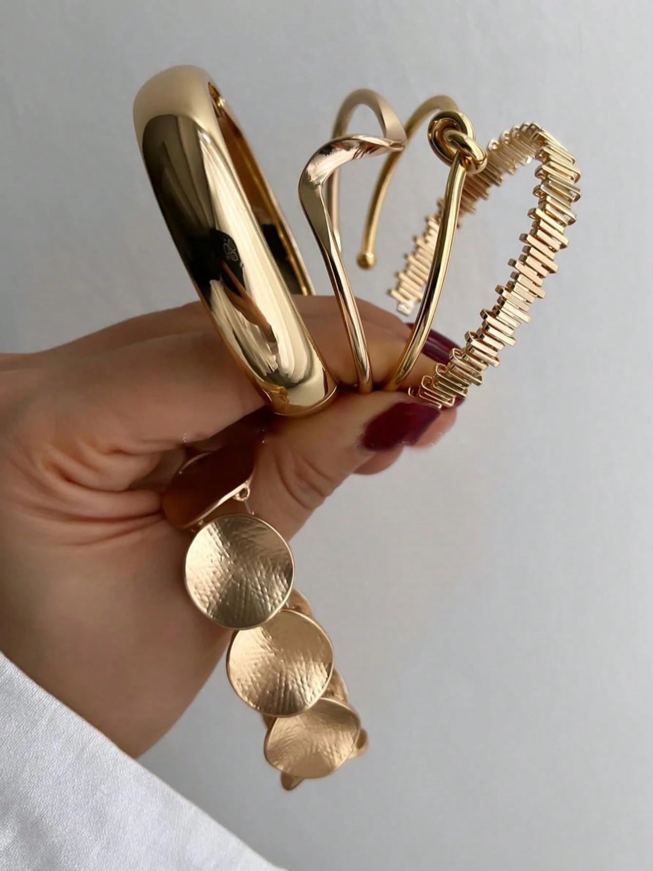 Auristy – Lot de 5 Bracelets Dorés