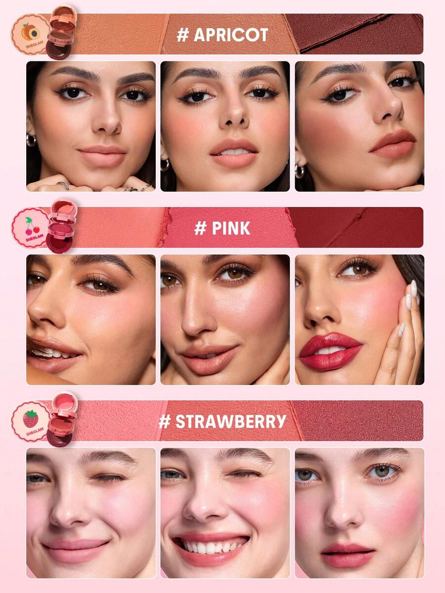 SHEGLAM – Lip & Cheek Stack – Trio Blush et Rouge à Lèvres Crémeux