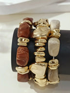 RETRO J – Trio de Bracelets "Éclat Organique" – Marbre & Or