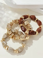 RETRO J – Trio de Bracelets "Éclat Organique" – Marbre & Or