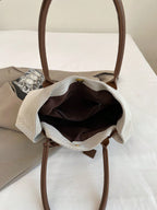 ESSENCEBAG - Grand Sac Cabas en Toile Texturée et Marron