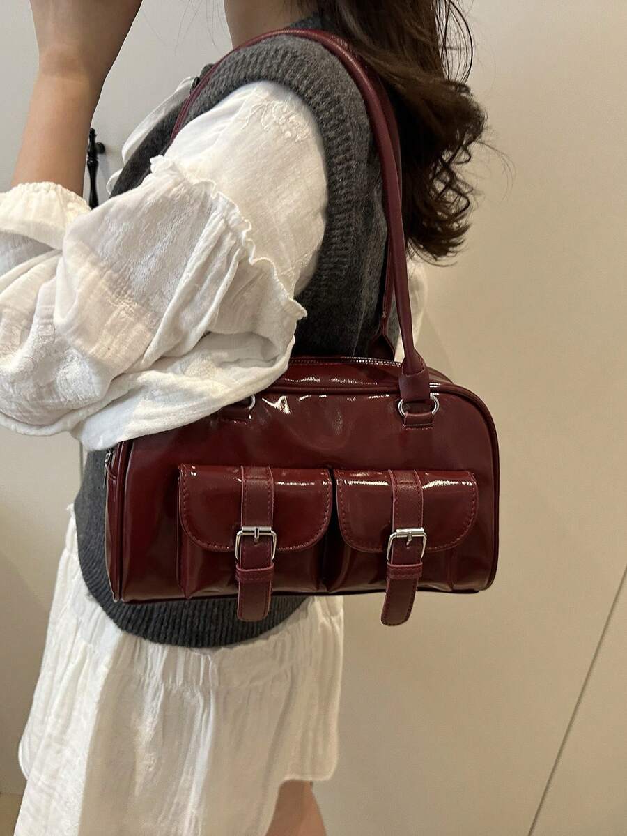 JOYRYDE - Sac à Main "Bordeaux Gloss" – Détails Boucles
