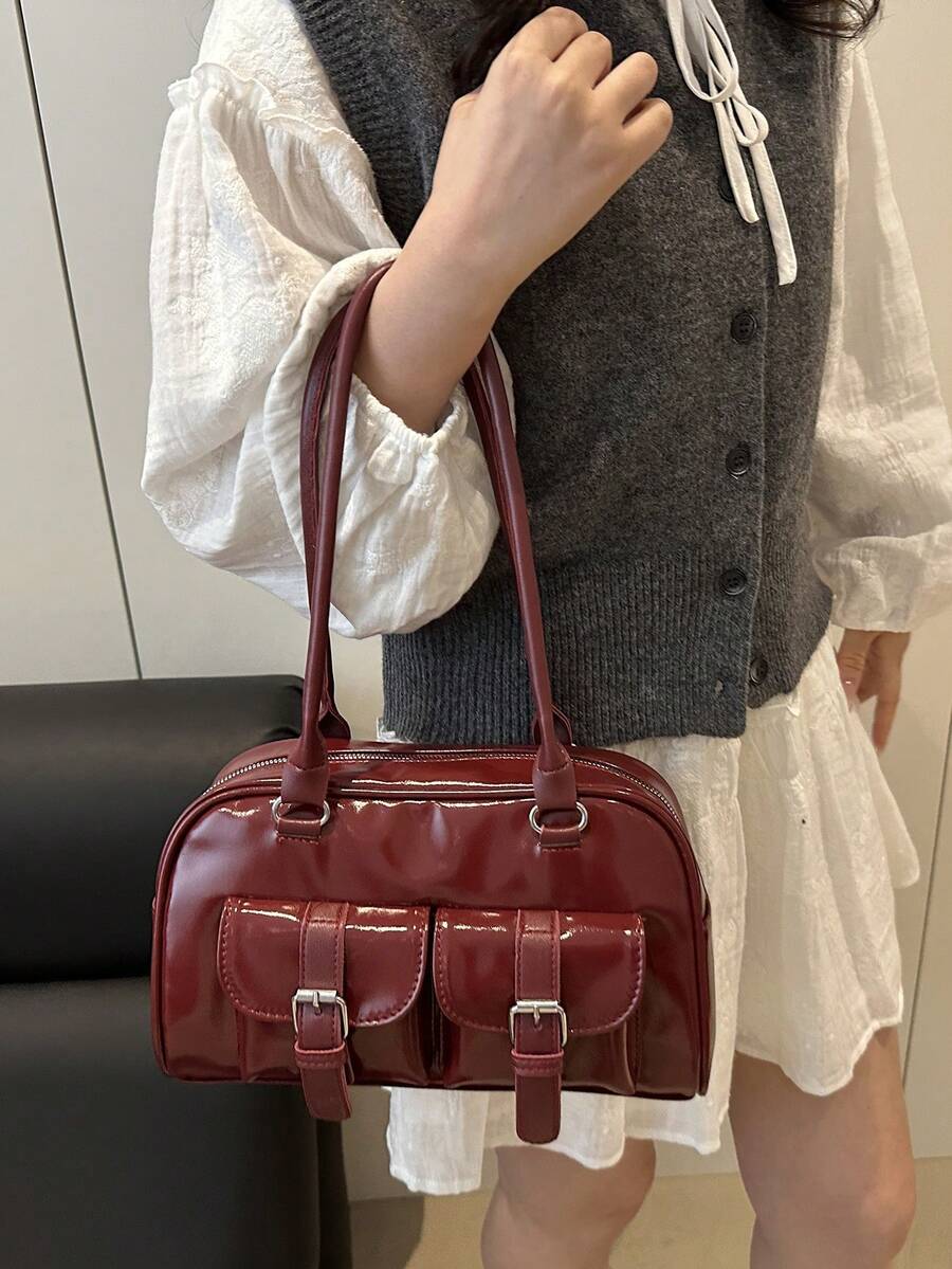 JOYRYDE - Sac à Main "Bordeaux Gloss" – Détails Boucles
