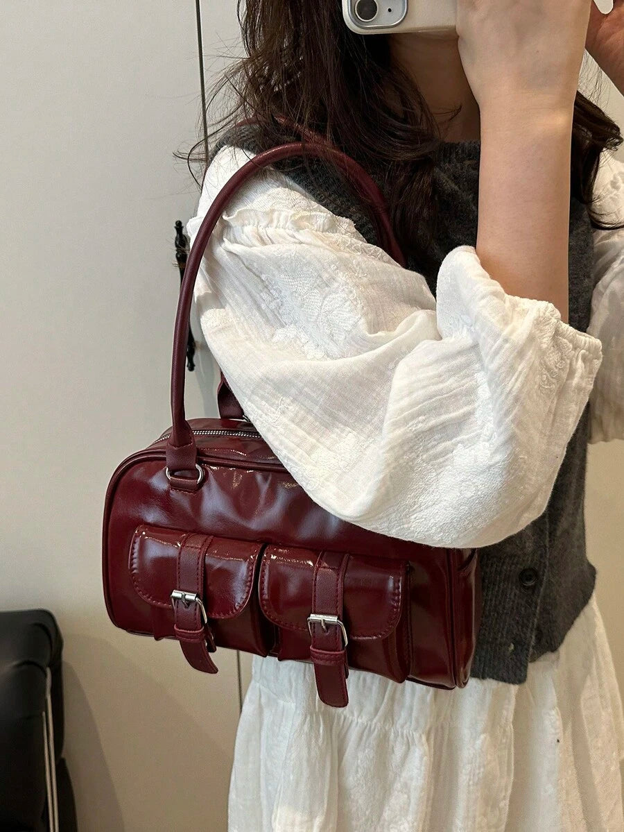 JOYRYDE - Sac à Main "Bordeaux Gloss" – Détails Boucles