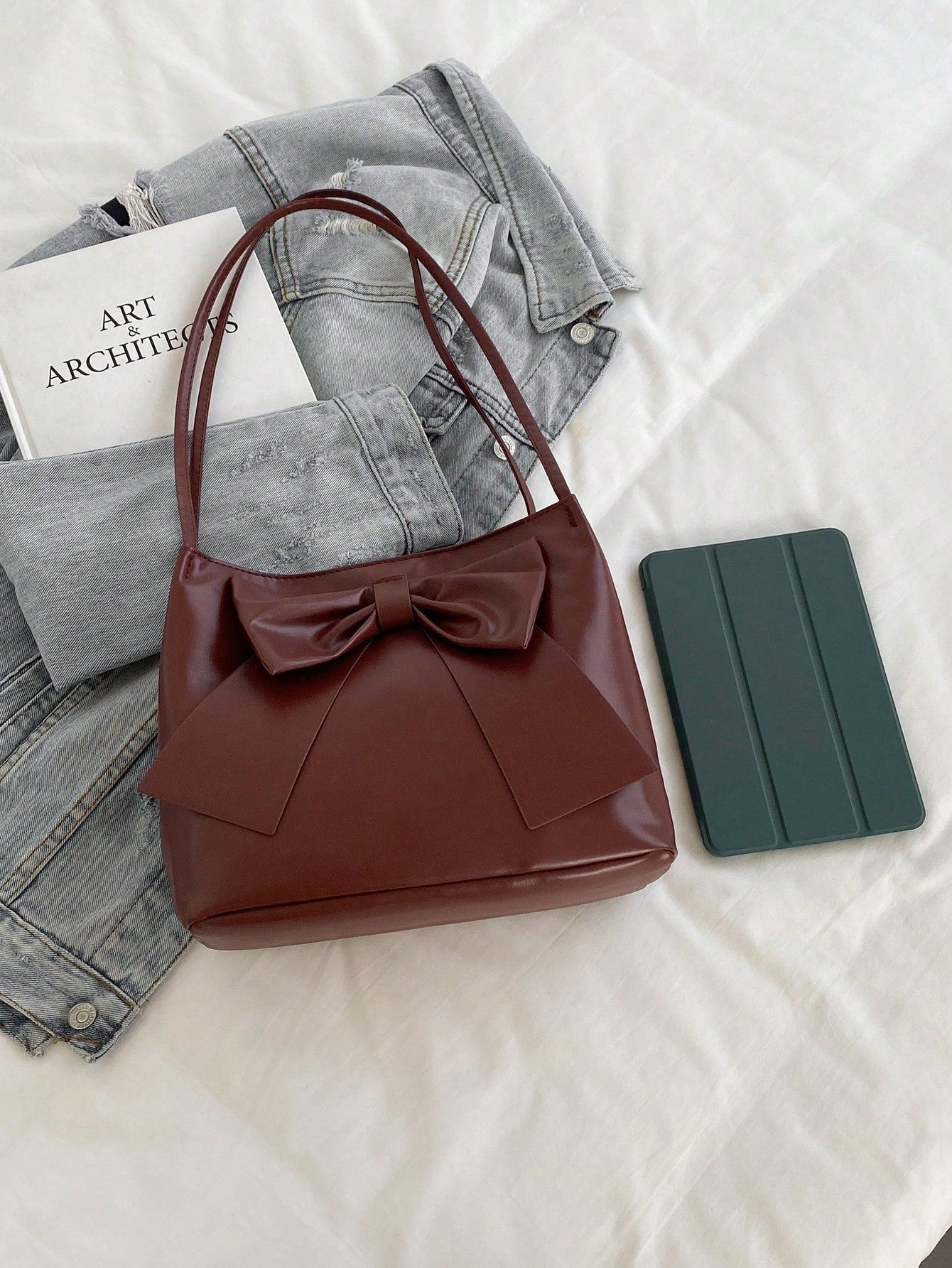 FFAN BAGS - Sac à Épaule "Coquette" – Noeud Géant & Cuir Souple