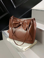 FFAN BAGS - Sac à Épaule "Coquette" – Noeud Géant & Cuir Souple