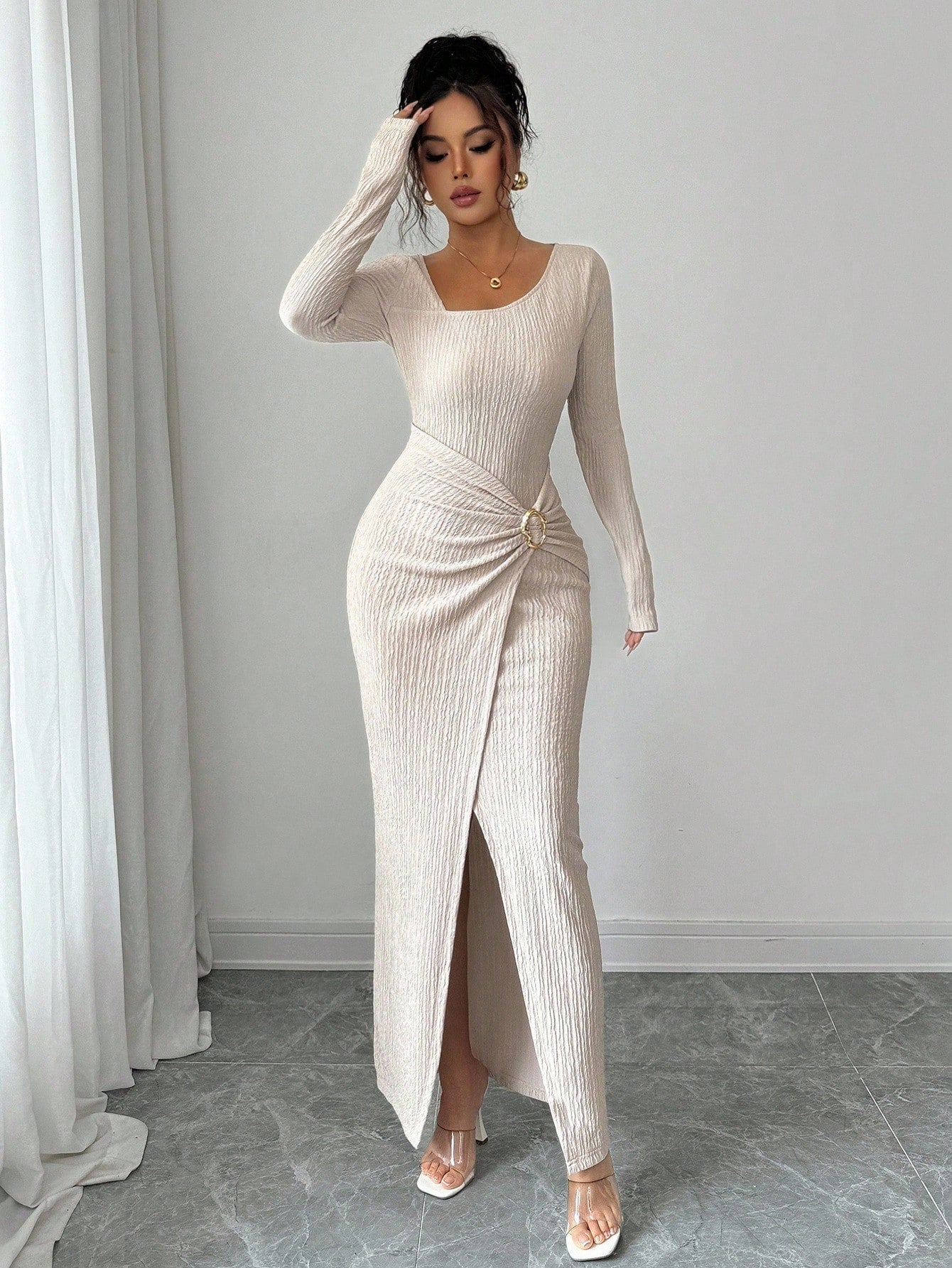 ELENZGA– Robe Maille Asymétrique