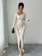 ELENZGA– Robe Maille Asymétrique