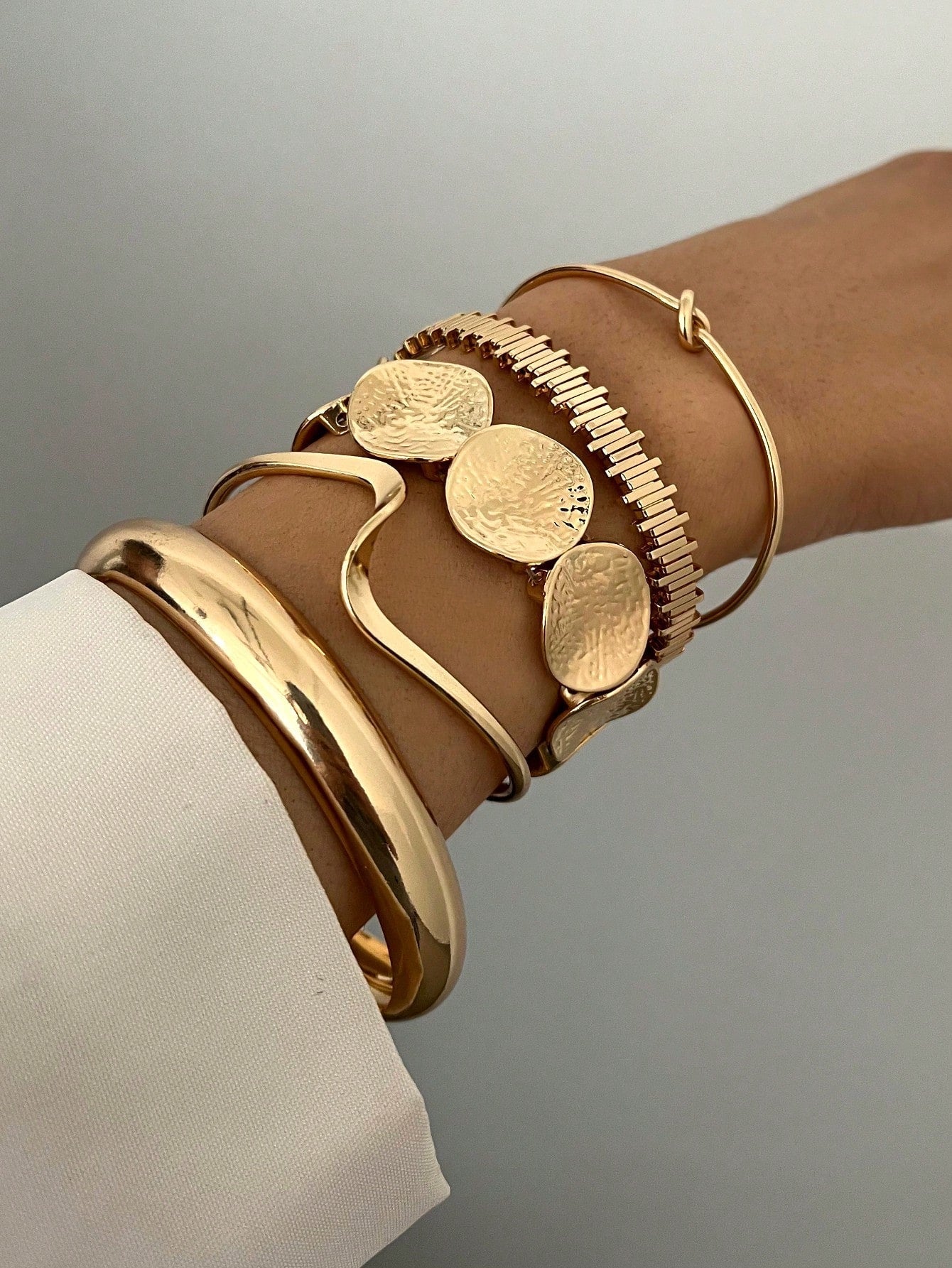 AURISTY – Lot de 5 Bracelets Dorés - Véluxe - Daily Look