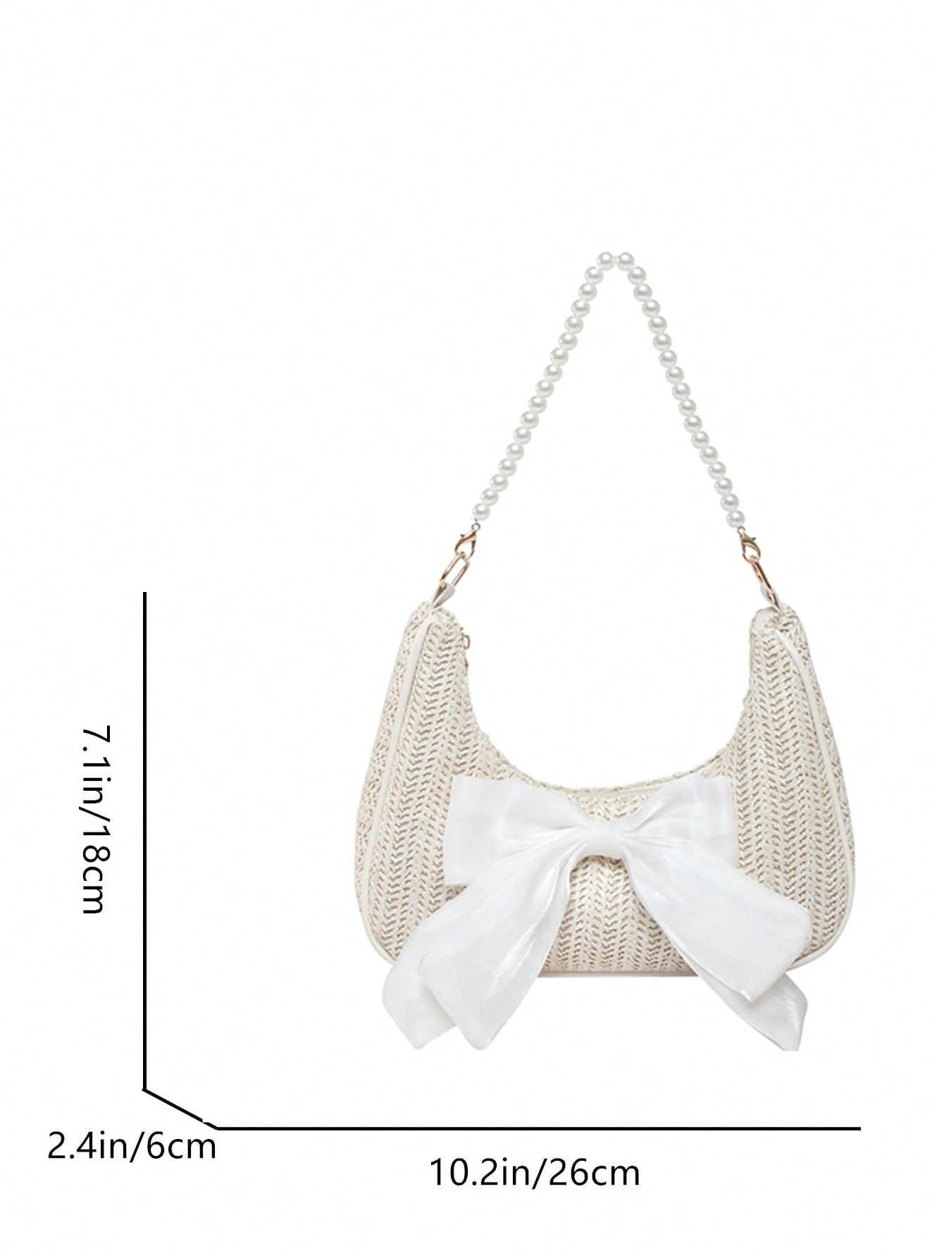 BROAD BAG - Sac à Main en Paille Tressée Nœud Satiné & Anse Perles - Véluxe - Daily Look