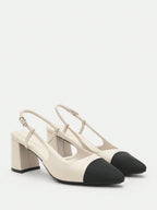 COCO BIZCHIC - Escarpins Slingback "Élégance Bicolore" – Talon Carré Confort - Véluxe - Daily Look