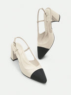 COCO BIZCHIC - Escarpins Slingback "Élégance Bicolore" – Talon Carré Confort - Véluxe - Daily Look
