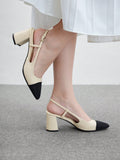COCO BIZCHIC - Escarpins Slingback "Élégance Bicolore" – Talon Carré Confort - Véluxe - Daily Look