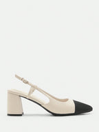 COCO BIZCHIC - Escarpins Slingback "Élégance Bicolore" – Talon Carré Confort - Véluxe - Daily Look