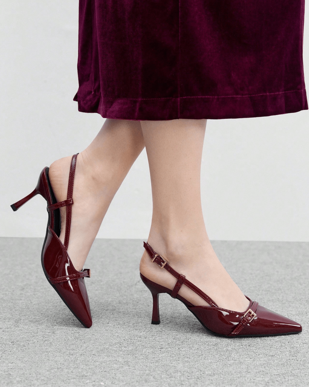 COCO BIZCHIC - Escarpins Slingback "Rubis Éclatant" - Véluxe - Daily Look