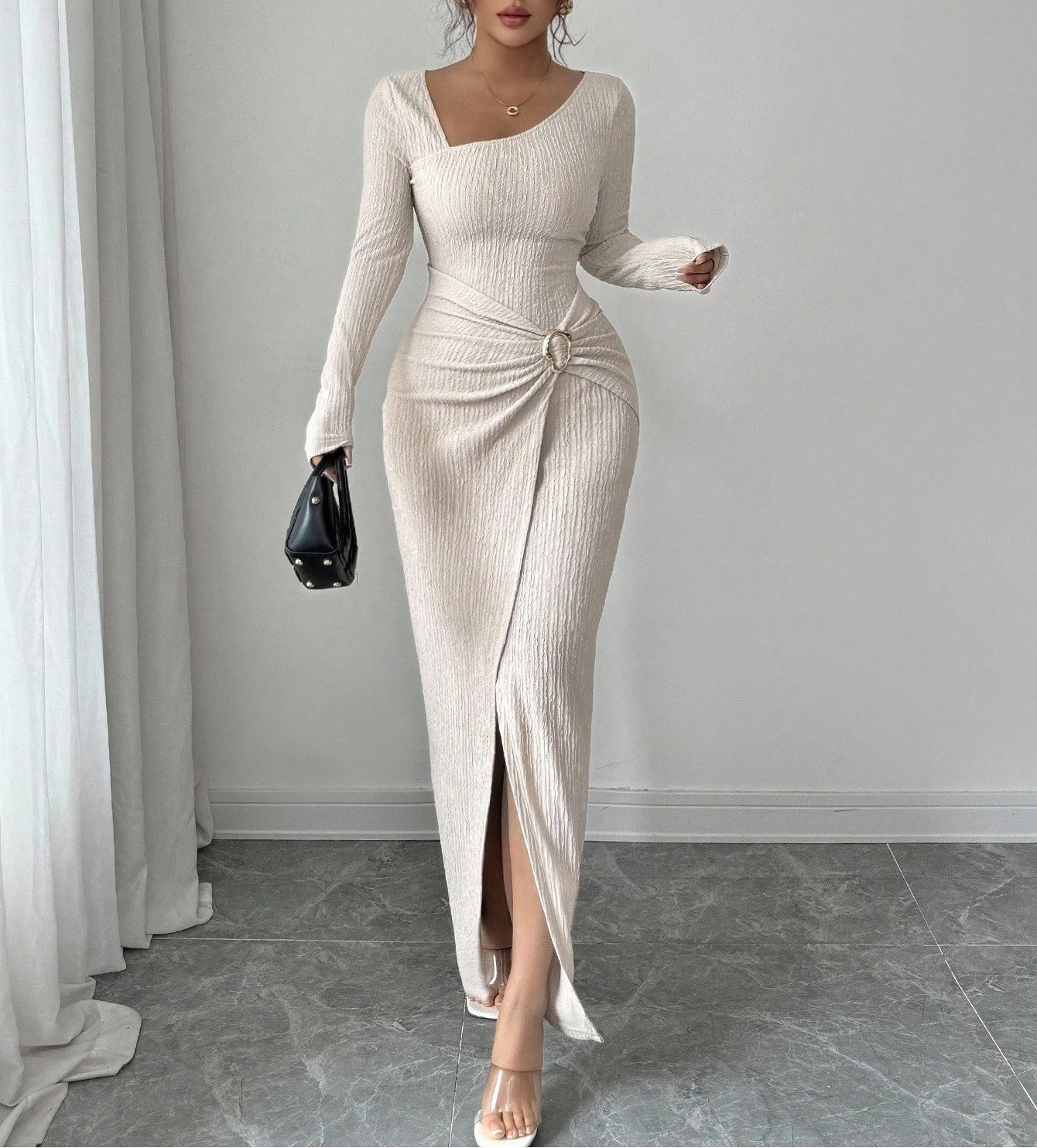 ELENZGA– Robe Maille Asymétrique - Véluxe - Daily Look