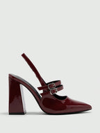 Escarpins Mary Jane Vernis "Bordeaux Glam" – Slingback à Double Bride - Véluxe - Daily Look