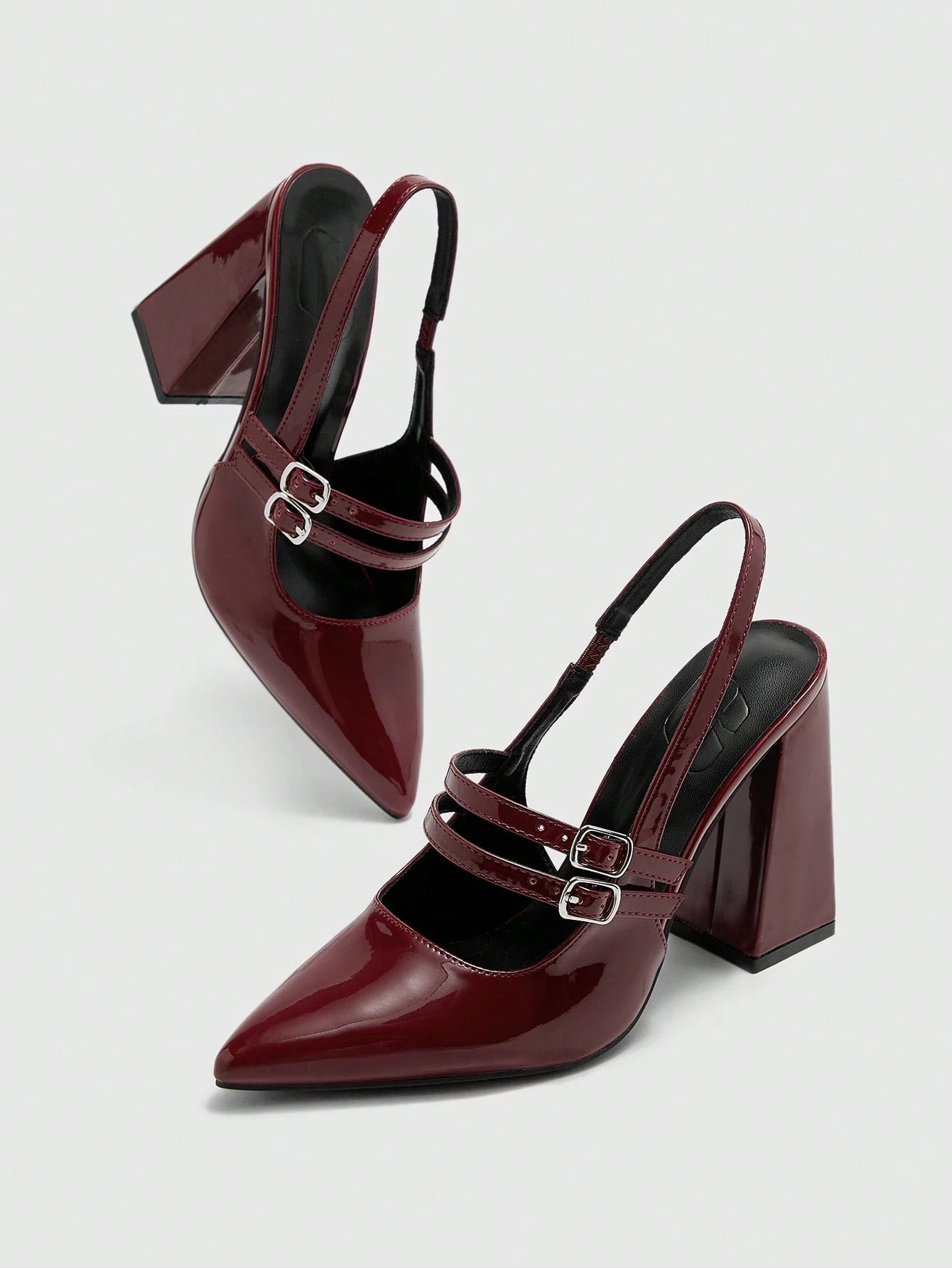 Escarpins Mary Jane Vernis "Bordeaux Glam" – Slingback à Double Bride - Véluxe - Daily Look