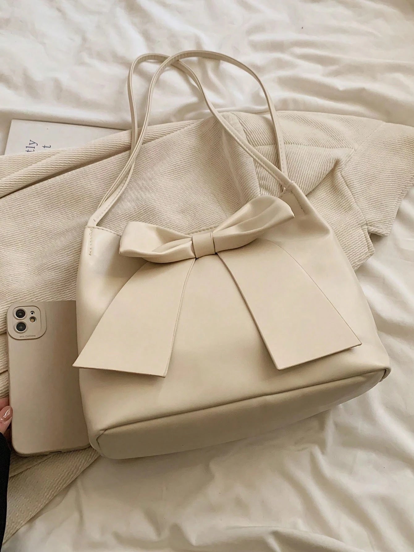 FFAN BAGS - Sac à Épaule "Coquette" – Noeud Géant & Cuir Souple - Véluxe - Daily Look