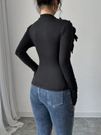 FIRERIE – Top Ajusté à Col Montant avec Fleur 3D Ornementale - Véluxe - Daily Look