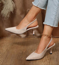 FORGIRLS - Escarpins Slingback Beiges Texturés - Véluxe - Daily Look