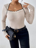 FRENCHY – Body Nervuré à Encolure Festonnée - Véluxe - Daily Look