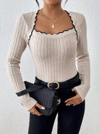 FRENCHY – Body Nervuré à Encolure Festonnée - Véluxe - Daily Look